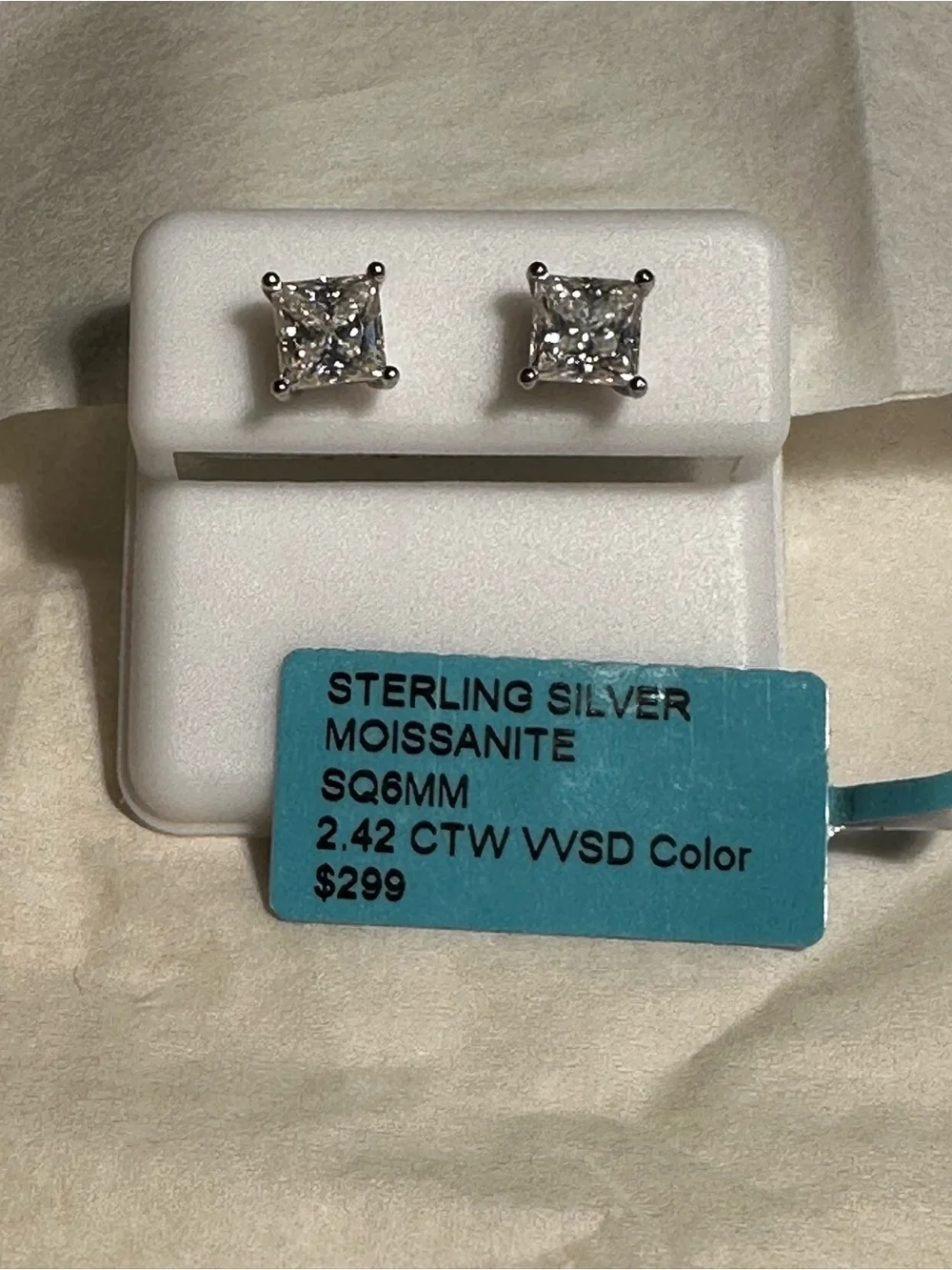 925 Sterling Silver Moissanite Stud Earrings - 6mm 2.42 ctw Silverscrewback.